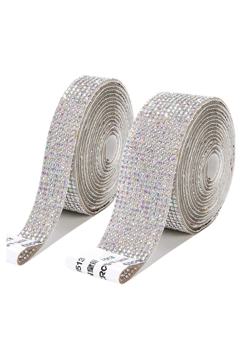 SYOSI Self Adhesive Crystal Rhinestone Diamond Ribbon, Bling Crystal Rhinestones Sticker DIY Car Decoration Sticker Glitter Rhinestones Gem Stickers 4Rolls/4Yards (Colorful) - Image 1