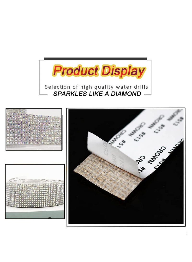 SYOSI Self Adhesive Crystal Rhinestone Diamond Ribbon, Bling Crystal Rhinestones Sticker DIY Car Decoration Sticker Glitter Rhinestones Gem Stickers 4Rolls/4Yards (Colorful) - Image 4
