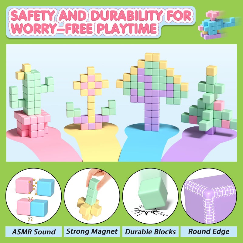 Apluses 45PCS Magnetic Blocks - Toddler Girl Toys, Magnet Building Blocks, STEM Sensory Outdoor Autism Toys for 3-5 Year Old Boys & Girls, Magnetic Cubes Classroom Must Haves for Kids Ages 3+ - Image 3