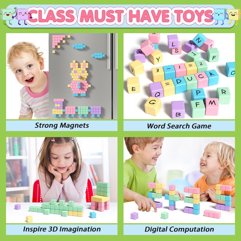 Apluses 45PCS Magnetic Blocks - Toddler Girl Toys, Magnet Building Blocks, STEM Sensory Outdoor Autism Toys for 3-5 Year Old Boys & Girls, Magnetic Cubes Classroom Must Haves for Kids Ages 3+ - Image 4