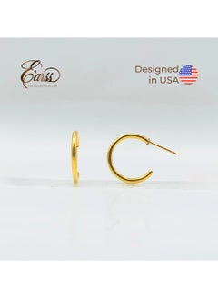 1/2 Hoop Gold Post Earring | Stainless Steel | 18K Gold Plated - pzsku/Z3D5334339D3F79A182D2Z/45/_/1735986230/a8f43235-437f-404e-8b52-5fb4bff7c5a1