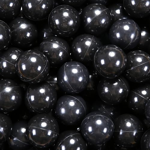 GUESVOT 275 Inch Big Ball Pit Balls Crush Proof Plastic Balls for Ball Pit Pack of 50pcs Set for Toddlers Ball Pool Playtent Tunnels with Reusable Storage Bag Black - Image 1