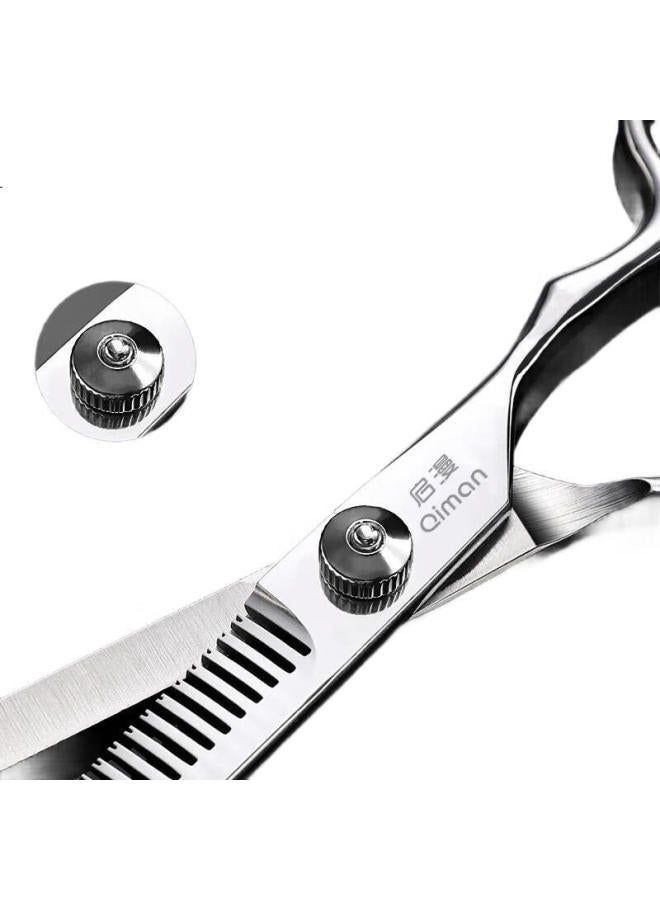 Qiman Hairdressing Scissors Haircutting Thinning Teeth Shears Flat Shears Hairdressing Artifact Haircutting Bangs Professional Adult Children Haircutting Scissors Set Qm01A Double Scissors - Image 2