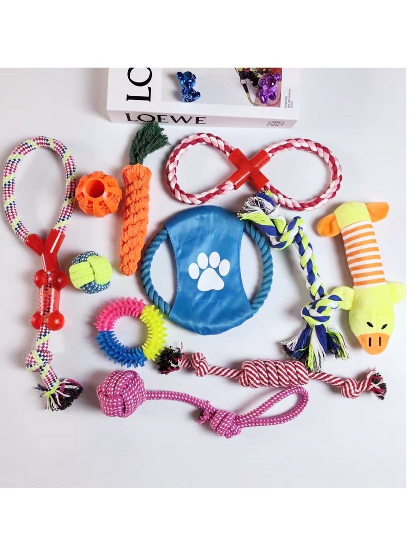xppier 11 Pcs Pet Puppy Toys Gift Set For Dogs, Cute Squeaky Dog Toys Durable Puppy Teething Toys, Rope Toys, Puppy Chew Toys - Image 1