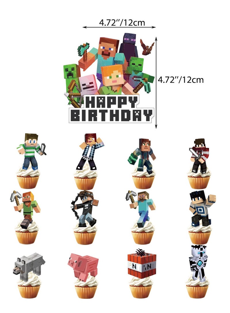 Minecraft Pixels Balloon Garland Set with Happy Birthday Banner,Cake Topper,Perfect for Graduation Baby Shower Birthday Bachelorette Party Backdrop Decoration,Suitable for Indoor and Outdoor - Image 3