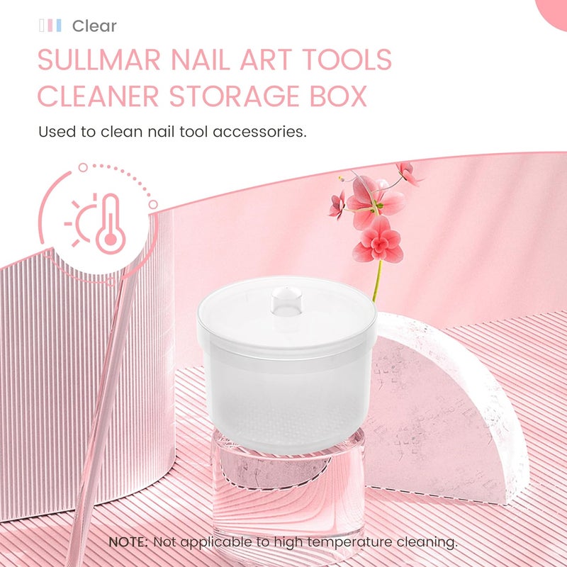SULLMAR Nail Soaking Tray Box Cleaner Pot for Scissors Tweezers Nail Art Tools Manicure Soaking Tray Clean Box Nail Drill Bits Clean Box -Clear - Image 2