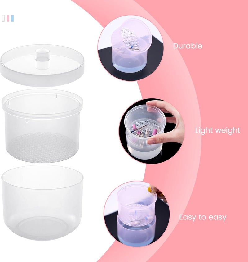 SULLMAR Nail Soaking Tray Box Cleaner Pot for Scissors Tweezers Nail Art Tools Manicure Soaking Tray Clean Box Nail Drill Bits Clean Box -Clear - Image 3