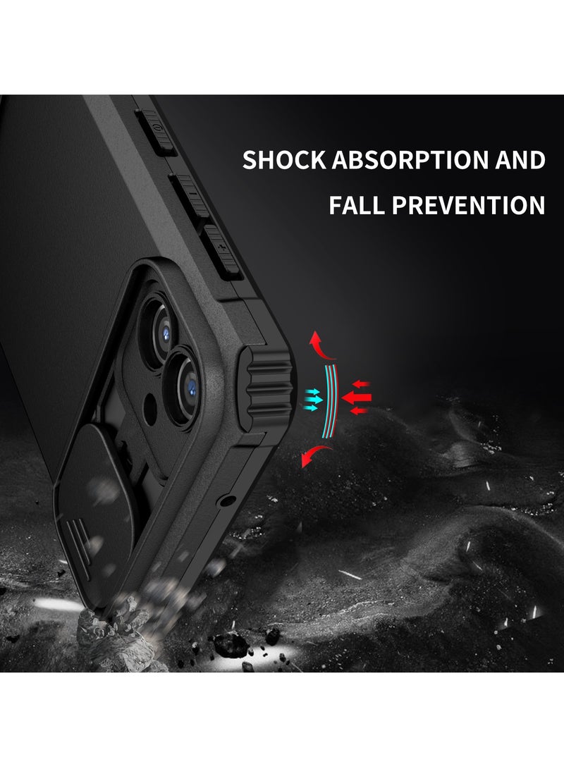Samsung Galaxy A04 4G / M13 5G Black Mobile Phone Case Cover, Innovative Telescopic Bracket, Sliding Protection Camera Window, Bumper Shockproof Phone Back Cover  - Image 4
