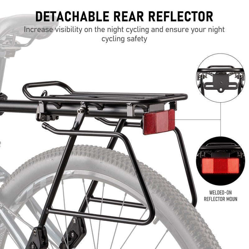 KONG MING CAR Rear Bike Rack - Bike Cargo Rack Quick Release Mount - Large Capacity Bicycle Pannier Rack 60lbs, Touring Carrier Rack fit 24â€-29â€ and 700c - Image 3