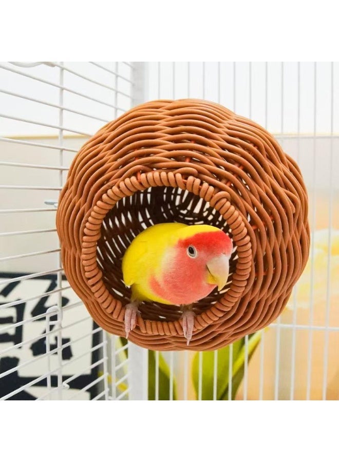 HUANXIN HOME Green Woven Semi Enclosed Parrot Bird Nest Durable Plastic Hanging Cage，1pcs - Image 3