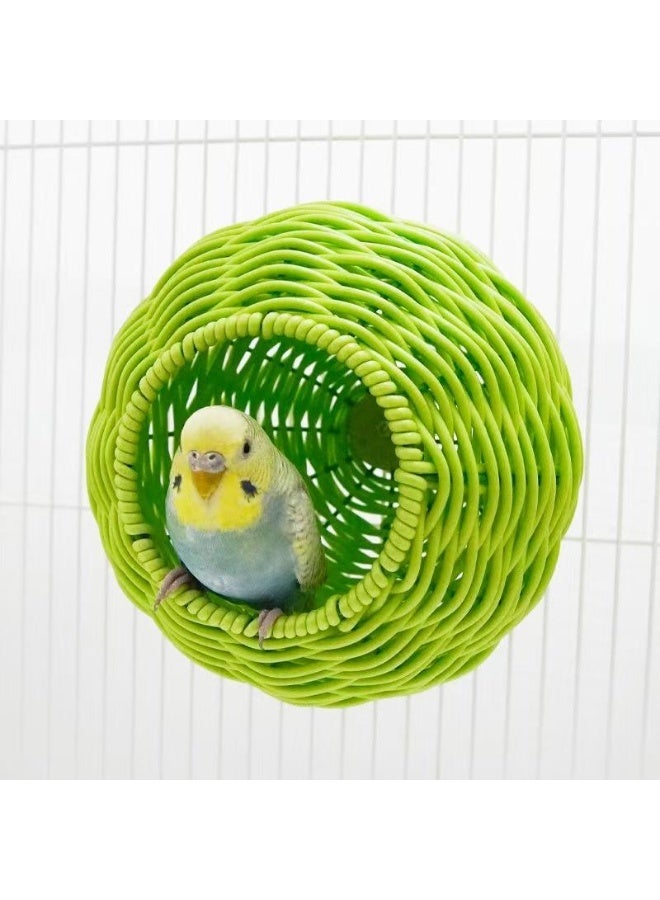 HUANXIN HOME Green Woven Semi Enclosed Parrot Bird Nest Durable Plastic Hanging Cage，1pcs - Image 4