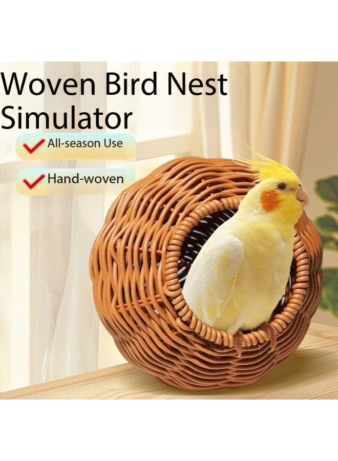 HUANXIN HOME Green Woven Semi Enclosed Parrot Bird Nest Durable Plastic Hanging Cage，1pcs - Image 5