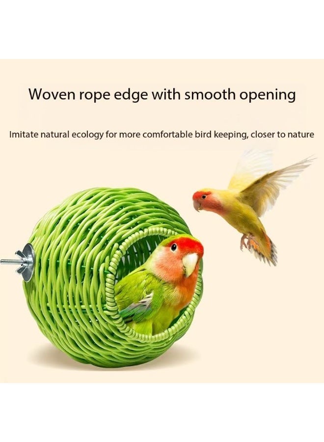 HUANXIN HOME Green Woven Semi Enclosed Parrot Bird Nest Durable Plastic Hanging Cage，1pcs - Image 2