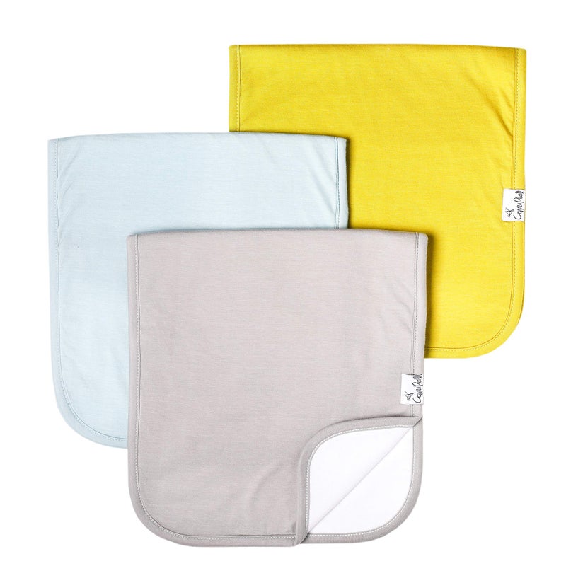 Copper Pearl Premium Baby Burp Cloths - 3-Pack Large Cotton Burp Cloths, Extra Soft Spit Up Rags with 3 Absorbent Layers, Perfect for Baby Boy and Baby Girl Gifts (21" x 10" Size, Stone Set) - Image 1