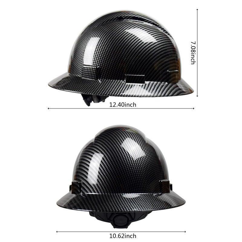 TOKISHI Full Brim Hard Hat - OSHA Safety Helmet Durable Lightweight Carbon Fiber Hard Hat, 6-Point Ratchet Suspension Protective Gear for Men and Women - Image 2