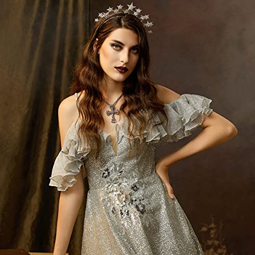 Coucoland Star Halo Crown Headband - Silver Stars Headpiece Headdress Tiara Celestial Goddess Costume - Image 4