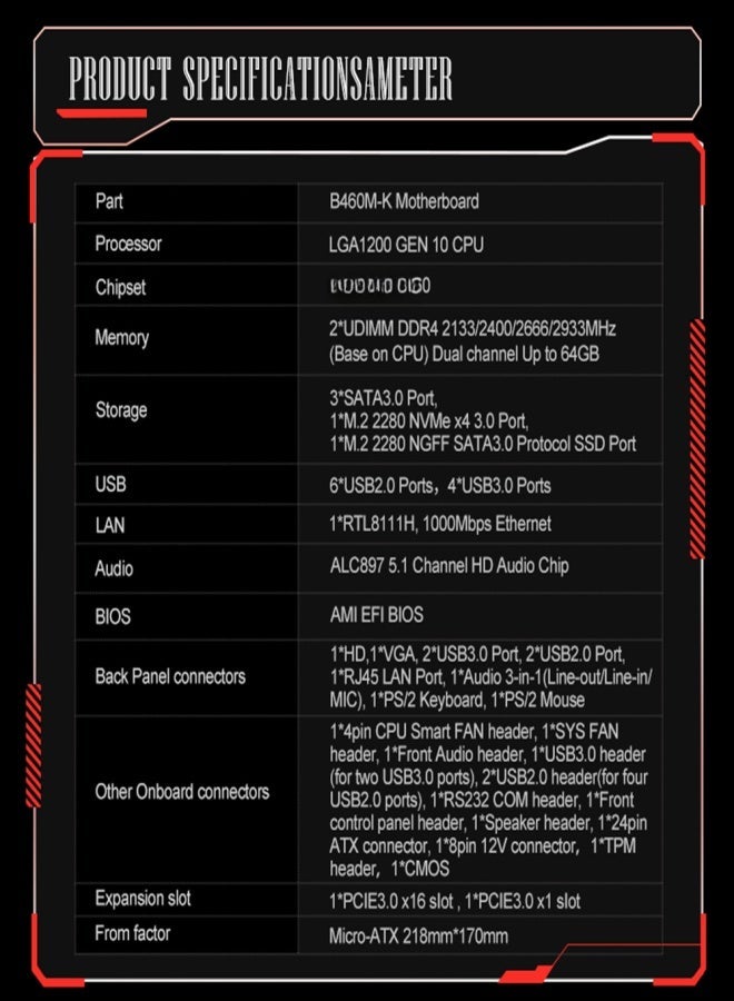 لوحة أم JINGSHA B406M-K مقبس LGA1200 مجموعة شرائح Intel B460 ذاكرة DDR4 ثنائية القناة - Image 4