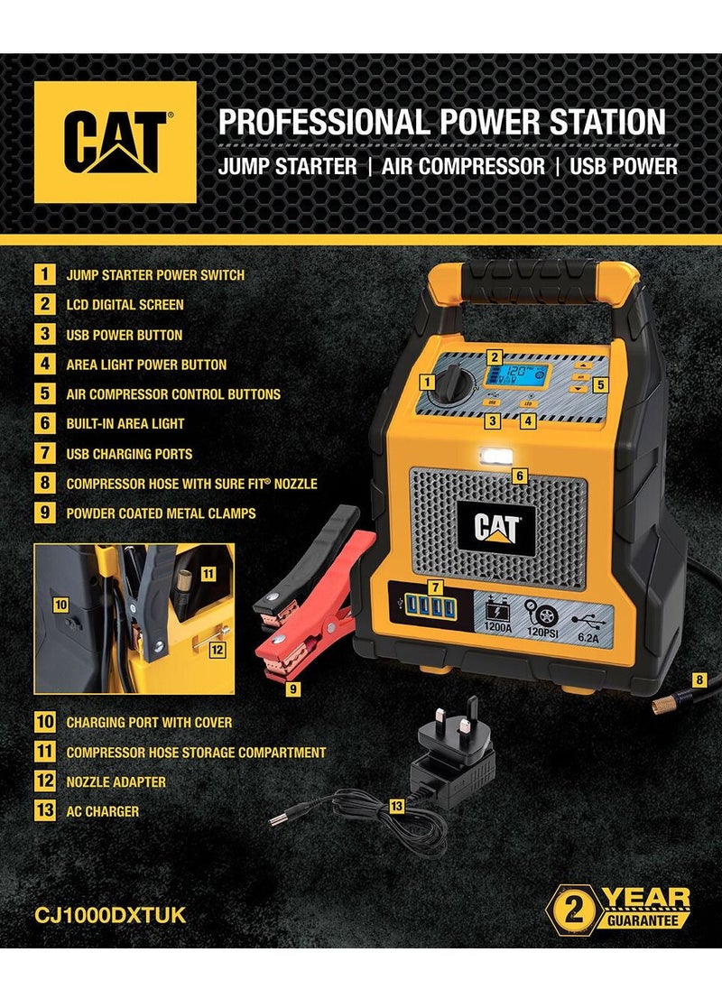 CAT - 1200 Peak Amp Professional Power Station With  Jump Starter And Compressor CJ1000DXTUK - Image 1