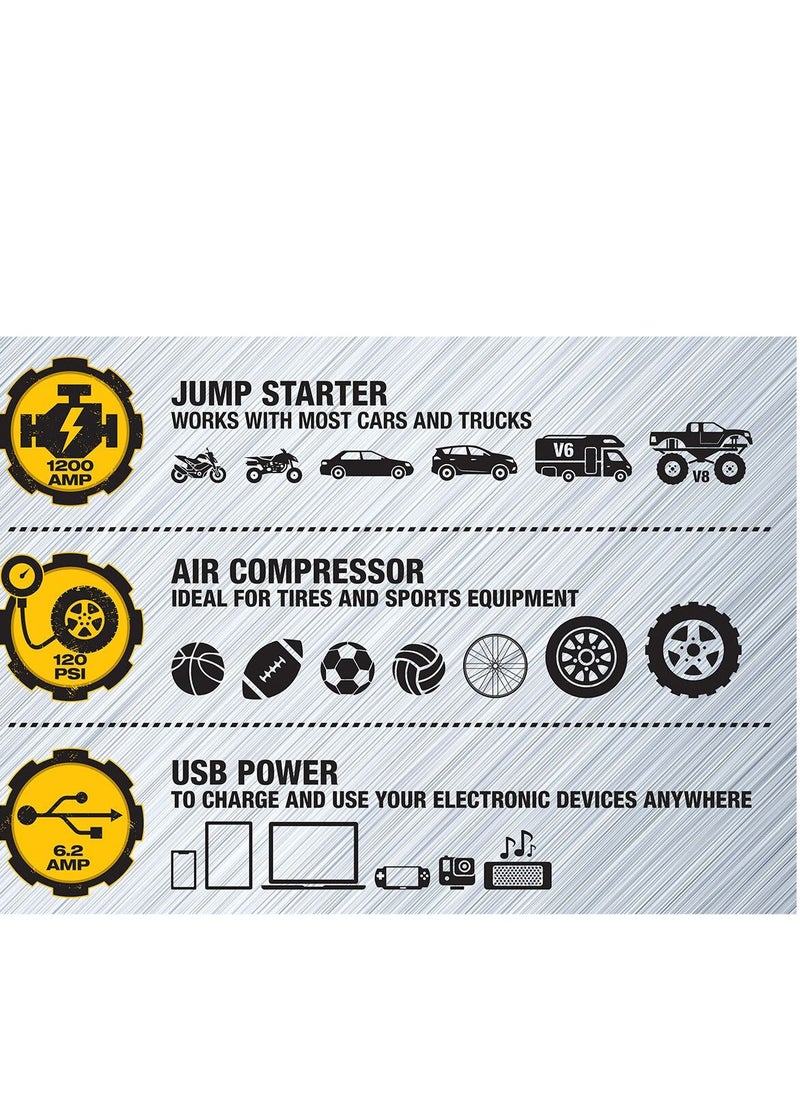 CAT - 1200 Peak Amp Professional Power Station With  Jump Starter And Compressor CJ1000DXTUK - Image 1