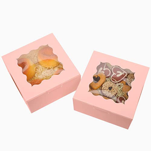 Bakepacker Pink Bakery Boxes with Window 6x6x3 inches Thick & Sturdy Macaroon Pastry Boxes Cookie Boxes for Bakerys（60-Packs） - Image 4