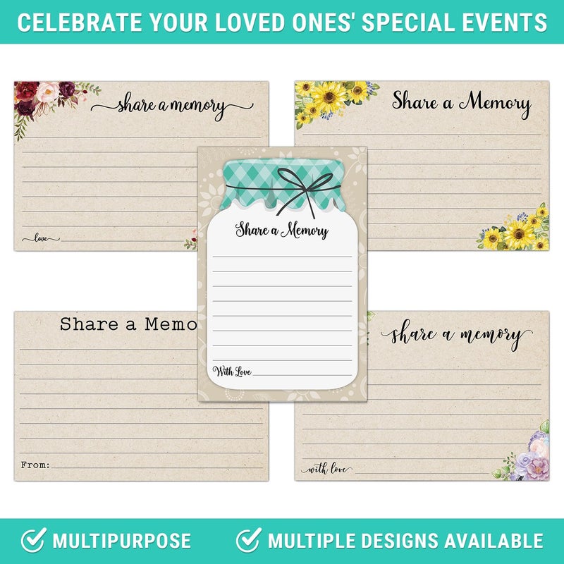 321Done Share a Memory Cards for Celebration of Life, Funerals, Birthdays & Anniversaries â€“ Pack of 50, Tan 4x6 Favorite Memory Note Cards - Made in USA - Favors for Guests, Guest Book Alternative - Image 5