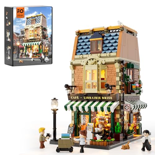 Funwhole Book-Cafe Lighting Building-Bricks Set - City Town Coffee House LED Light Modular Construction Building Model Sets 1718 Pcs for Adults and Teen - Image 1