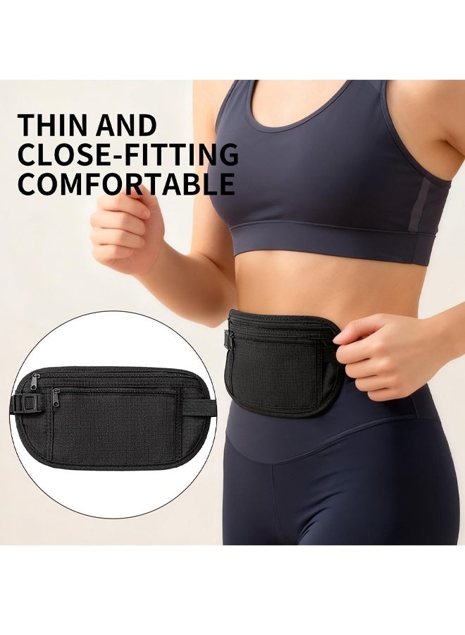 2Pcs Travel Money Belt, Ultra Thin Money Belts Hidden Passport Holder Secure Travel Pouch Hidden Bumbag Under Clothes Blocking Wallet Waist Pack Anti Theft for Women Men - Image 5
