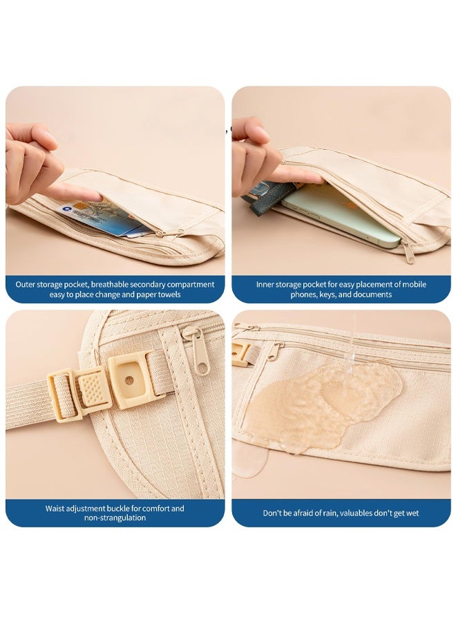 2Pcs Travel Money Belt, Ultra Thin Money Belts Hidden Passport Holder Secure Travel Pouch Hidden Bumbag Under Clothes Blocking Wallet Waist Pack Anti Theft for Women Men - Image 3