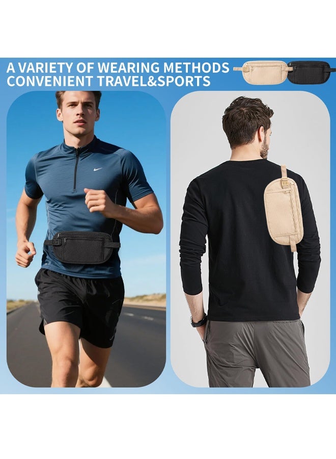 2Pcs Travel Money Belt, Ultra Thin Money Belts Hidden Passport Holder Secure Travel Pouch Hidden Bumbag Under Clothes Blocking Wallet Waist Pack Anti Theft for Women Men - Image 4