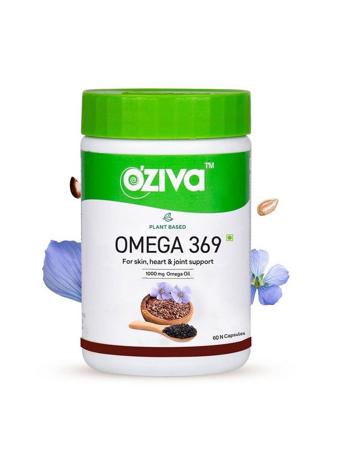 OZiva Plant Based Omega 3 6 9 Multivitamin Supplement for Men & Women (1000 mg Vegan Omega Oil Concentrate with Flaxseed & Blackseed Oil) Fatty Acids (Omega 3 6 9, 60 Capsules) - Image 1