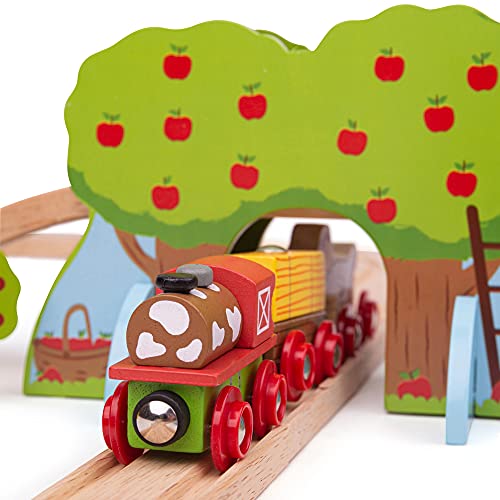 Bigjigs Rail مجموعة قطار الحيوانات الزراعية الخشبية من بيججيج، 44 قطعة، مسار خشبي، محرك وعربات، ألعاب مزرعة، للأطفال من عمر 3 سنوات - Image 4