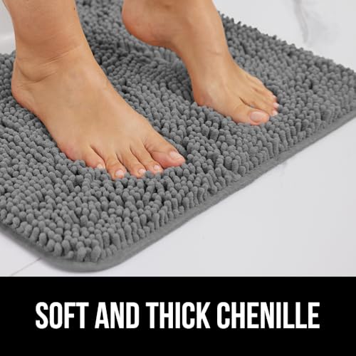 GORILLA GRIP Plush Absorbent Shaggy Chenille Bath Rug Mat for Oval Toilet Base with Rubber Backing, Machine Washable Rugs, Soft Microfiber Contour Mats for Toilets, Bathroom Decor, Grey - Image 3