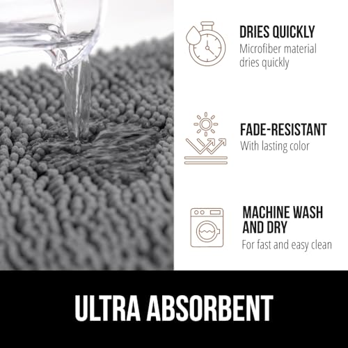 GORILLA GRIP Plush Absorbent Shaggy Chenille Bath Rug Mat for Oval Toilet Base with Rubber Backing, Machine Washable Rugs, Soft Microfiber Contour Mats for Toilets, Bathroom Decor, Grey - Image 4