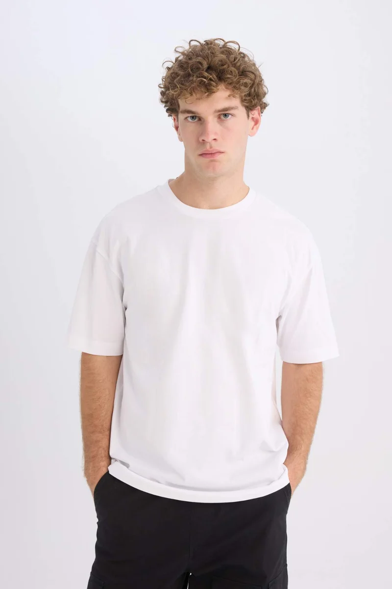 Defacto Boxy Fit Crew Neck Basic Short Sleeve T-Shirt
