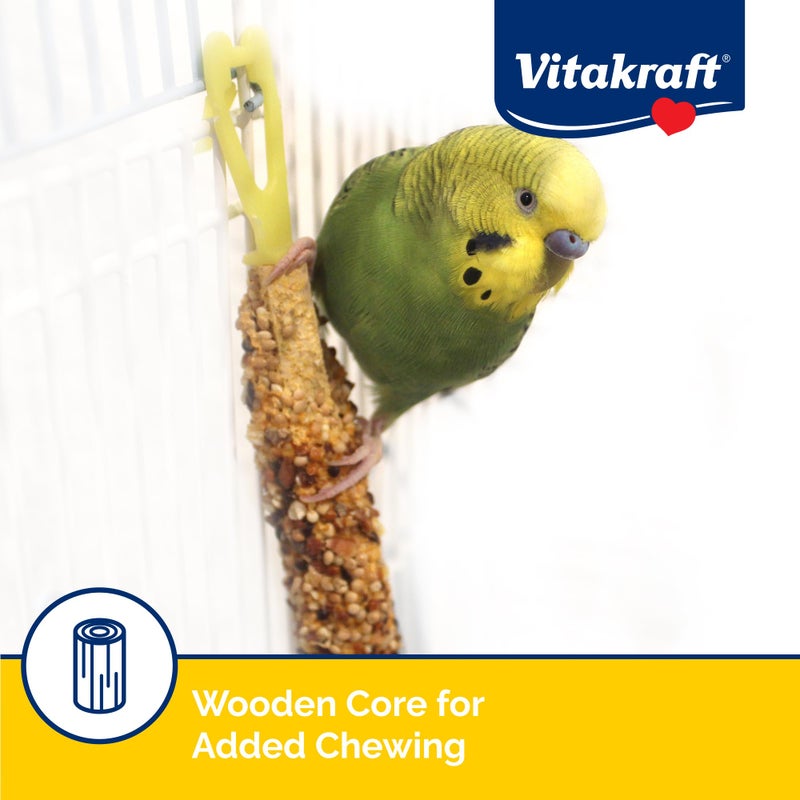 Vitakraft Crunch Sticks Parakeet Treat - Triple-Baked Millet Parakeet Treats with Natural Wood Center - Crunchy & Nutritious Bird Treat Sticks for Small Animals (12 Count, Honey, Egg, and Apple) - Image 5