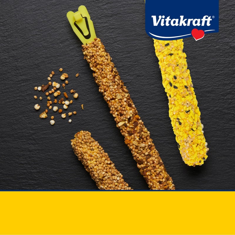 Vitakraft Crunch Sticks Parakeet Treat - Triple-Baked Millet Parakeet Treats with Natural Wood Center - Crunchy & Nutritious Bird Treat Sticks for Small Animals (12 Count, Honey, Egg, and Apple) - Image 3