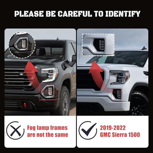 SINYATO INDUST LED Fog Lights for 2019 2020 2021 2022 GMC Sierra, Bumer Driving Fog Lamps Assembly Replacement, DOT Certified (1 pair) - Image 2