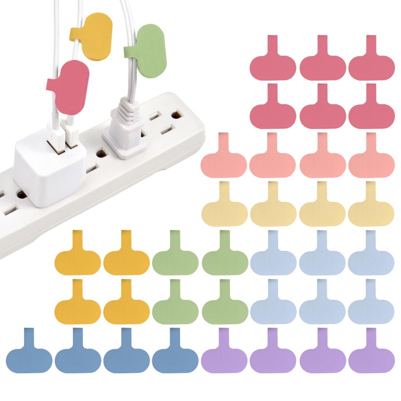 Wrap-It Storage Cable Labels - Oval, Macaron (36 Pack) - Write On Cord Labeler Wire Label Tags - Image 1