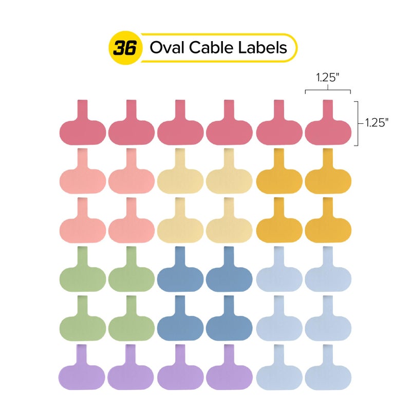 Wrap-It Storage Cable Labels - Oval, Macaron (36 Pack) - Write On Cord Labeler Wire Label Tags - Image 4