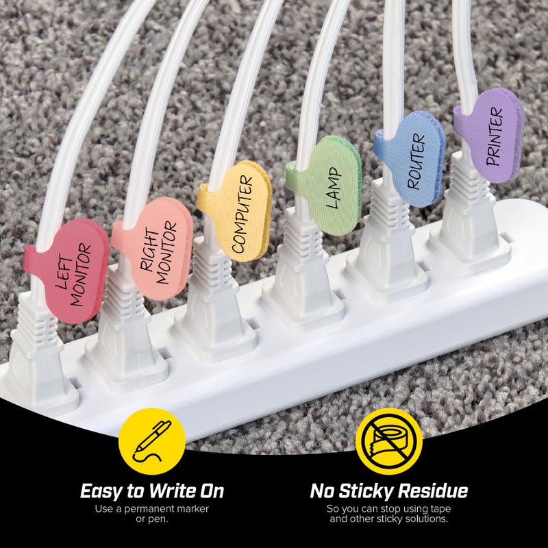 Wrap-It Storage Cable Labels - Oval, Macaron (36 Pack) - Write On Cord Labeler Wire Label Tags - Image 2