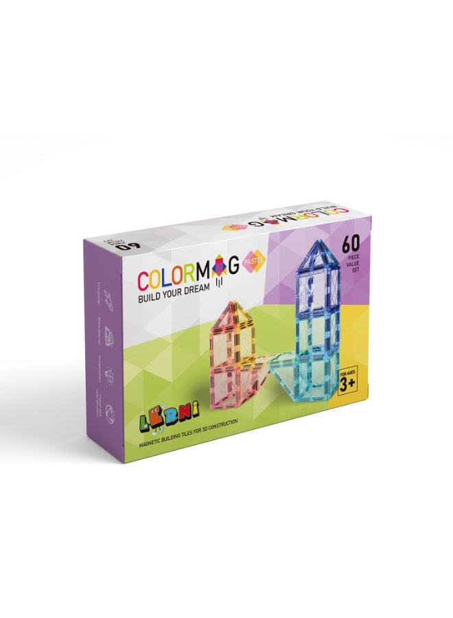 Lerni Toys Magnetic construction set COLORMAG 60 pcs. - pastel - Image 1