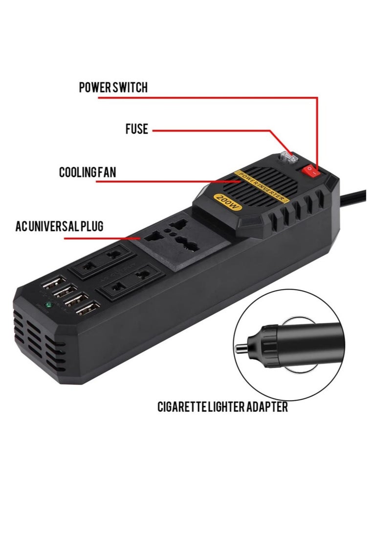 ELTRAZONE - 200W Mini Car Vehicle Inverter DC 12V to AC 220V USB Output High-power Power Inverter Small Car Special Edition【Magicalworld】 - Image 1
