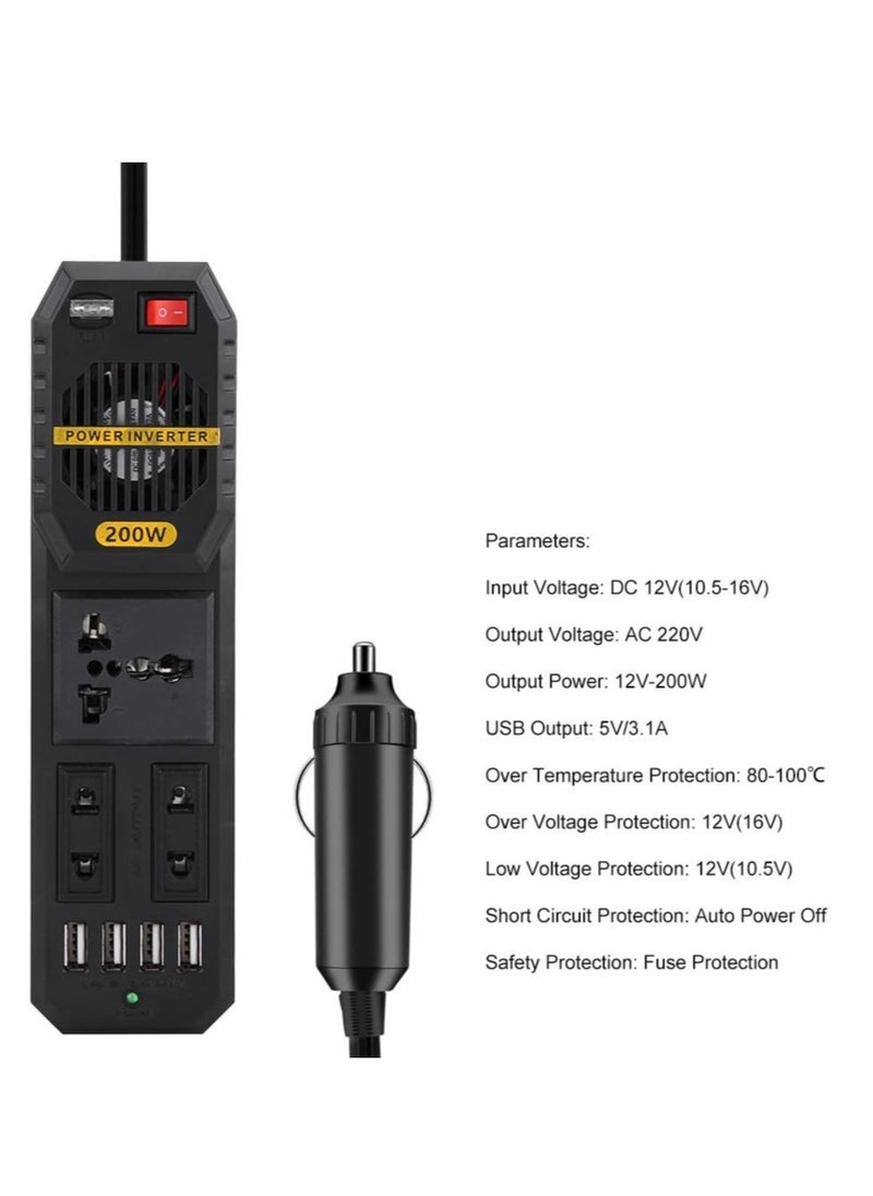 ELTRAZONE - 200W Mini Car Vehicle Inverter DC 12V to AC 220V USB Output High-power Power Inverter Small Car Special Edition【Magicalworld】 - Image 1