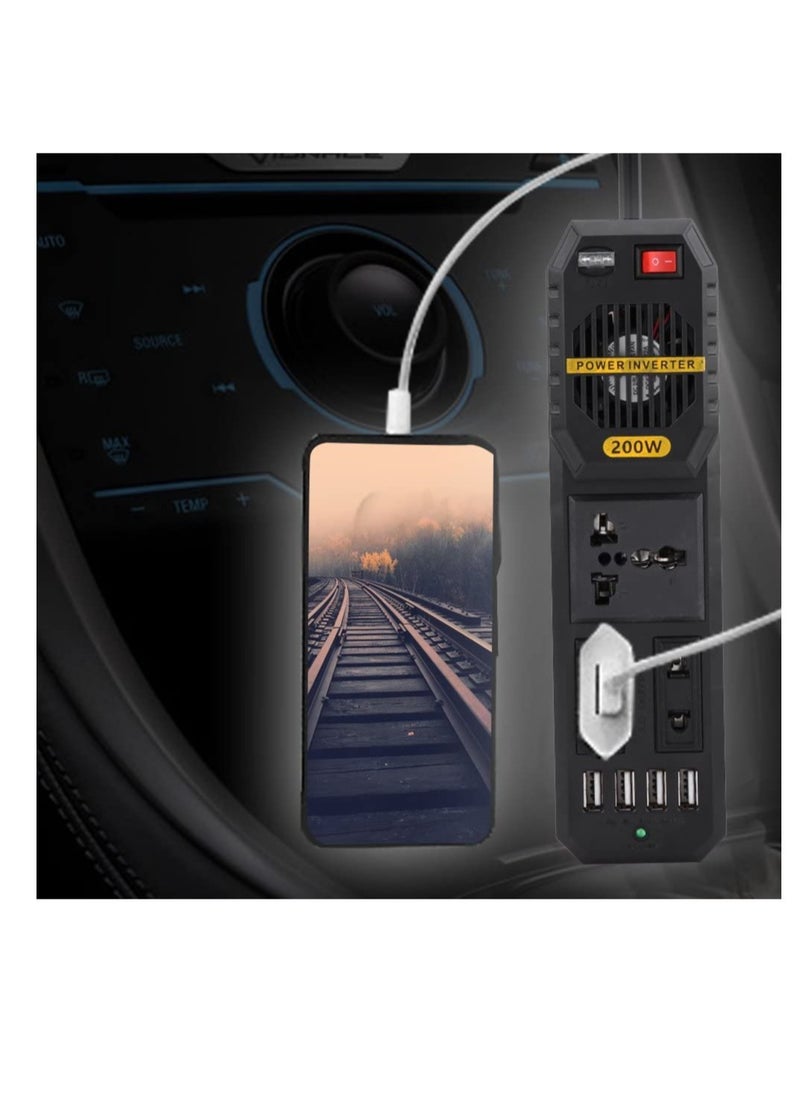 ELTRAZONE - 200W Mini Car Vehicle Inverter DC 12V to AC 220V USB Output High-power Power Inverter Small Car Special Edition【Magicalworld】 - Image 1