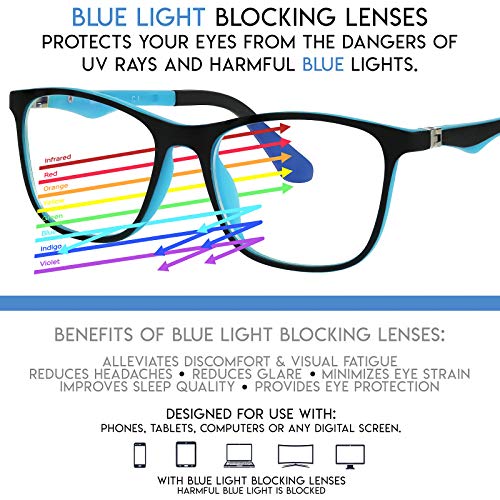 Yogo Vision Kids Blue Light Blocking Glasses Computer Eyeglasses Boys Girls Square Frames Anti Strain Reduce Glare (1 Pack) - Image 2