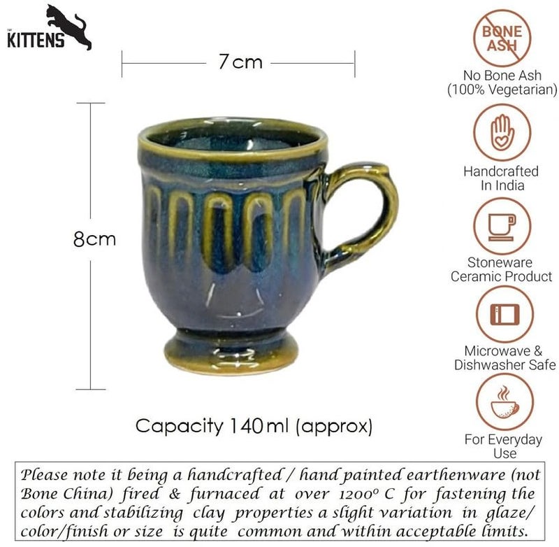 KITTENS Handcrafted Ceramic Tea Set with Kettle - 6 Cups (140ml) - Glossy Green Finish - Microwave & Dishwasher Safe - Food Grade - Elegant Gift Set for Tea Lovers - Image 5