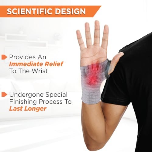 Vissco Wrist Brace with thumb support (Mild), Provides Compression & Support to the Wrist for Sports & Workout - Universal (Grey) - Image 2