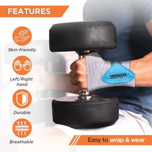 Vissco Wrist Brace with thumb support (Mild), Provides Compression & Support to the Wrist for Sports & Workout - Universal (Grey) - Image 3