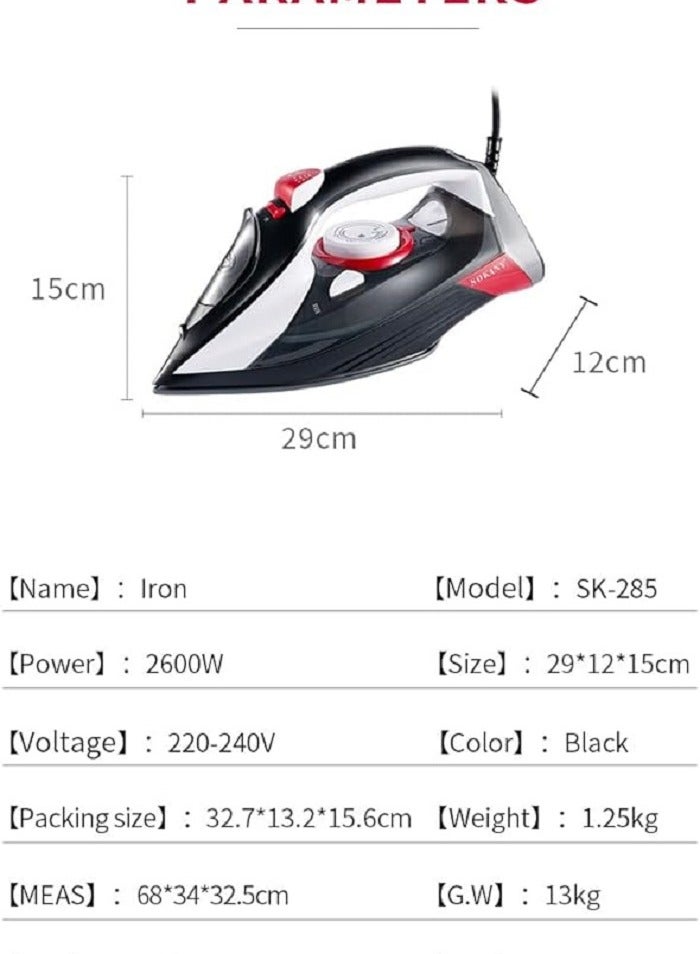 sokany SOKANY SK-285 Steam Iron 2600 W/300Ml Water Tank Ceramic Soleplate - Image 5