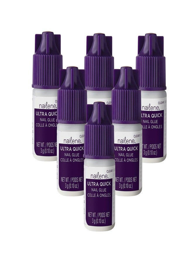 Nailene Ultra Quick Nail Glue Value Pack, Clear, Pointed Tip Precise Application, Super Fast Setting, Quick Drying, Maximum Strength, Strong Nail Glue for Press Ons and Nail Tips, 6 Piece - Image 1